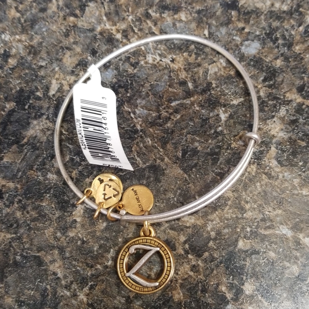 Alex and Ani "Z" Inital Bracelet. Two tone.
